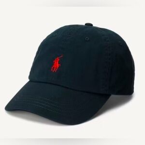 NWT Polo Ralph Lauren Iconic Cotton Chino Ball Cap. RL Black/Red, OS